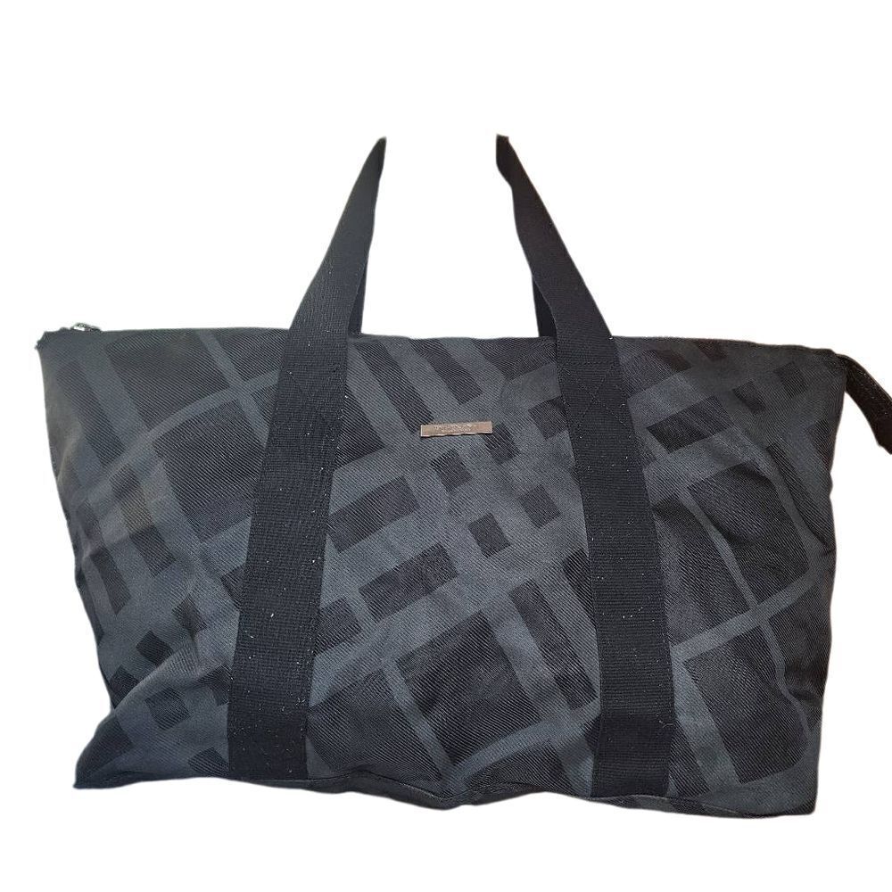 Burberry Fragrances Gray & Black Duffle Tote Weekender Bag